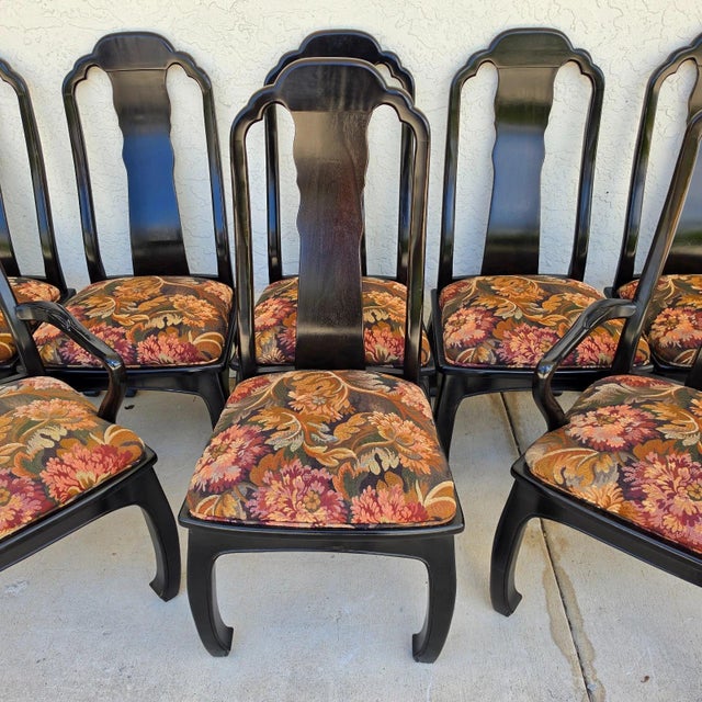 1970s Vintage Bernhardt Chinoiserie Ming Dining Chairs Set of 8 For Sale - Image 5 of 16