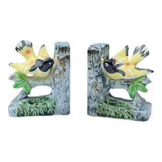 Vintage Ceramic Oriole Bird Bookends Japan - a Pair For Sale