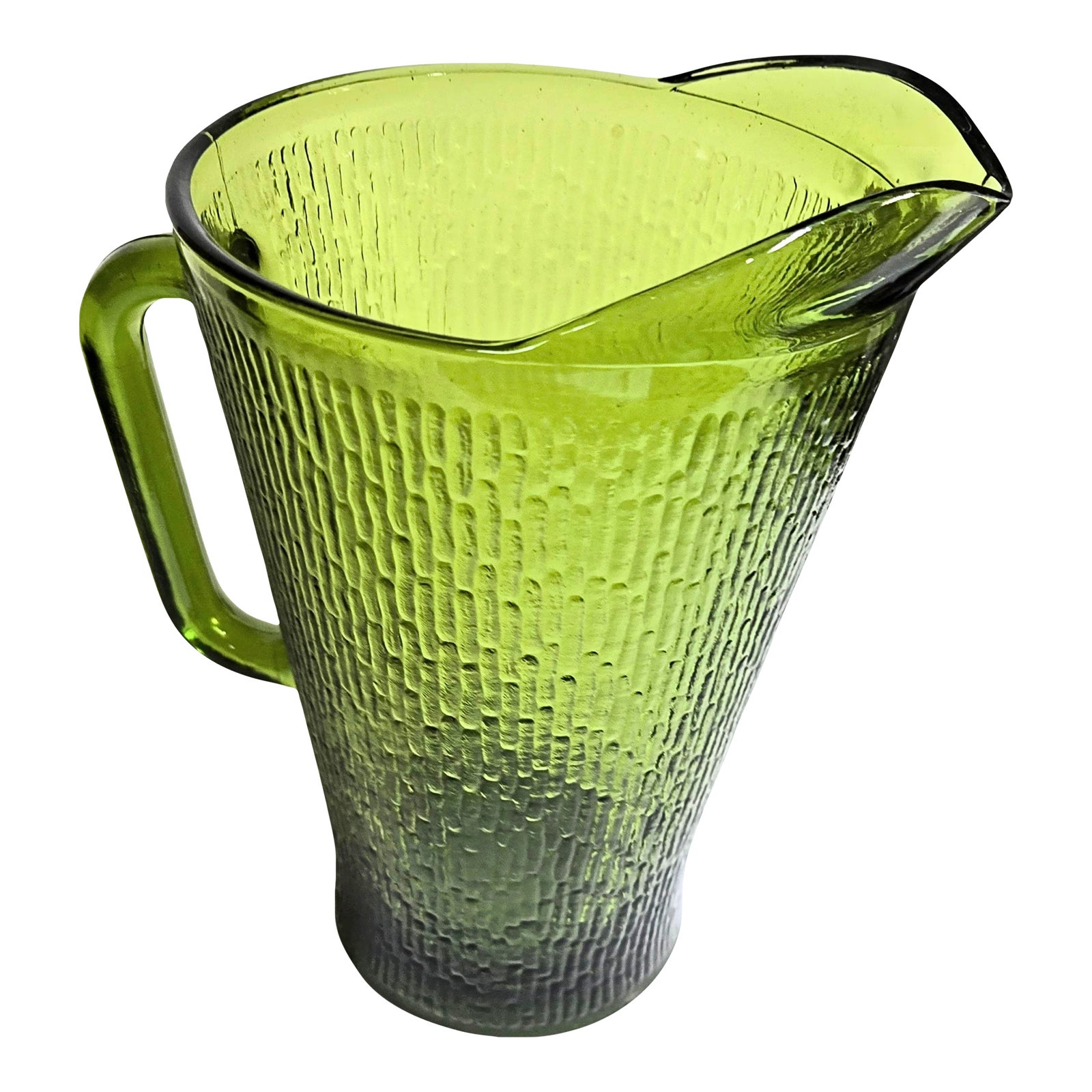 Mid Century Green Bamboo Pitcher | Chairish