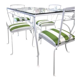 Vintage Wrought Iron Dining Set – Painted Benjamin Moore Mountain Peak White For Sale