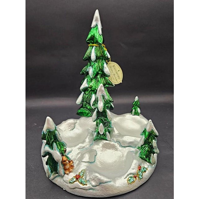 Traditional 1990s Waterford Christmas Tree Snowy Village Forest Display Winter Scene for Ornaments Table Centerpiece For Sale - Image 3 of 13