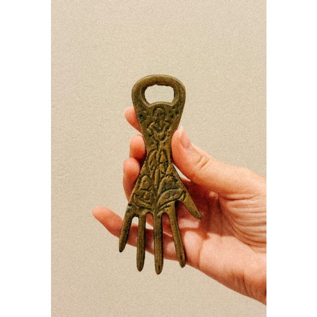 1970s Vintage Brass Hand-Sculpted Bottle Opener, 1970 For Sale - Image 5 of 5
