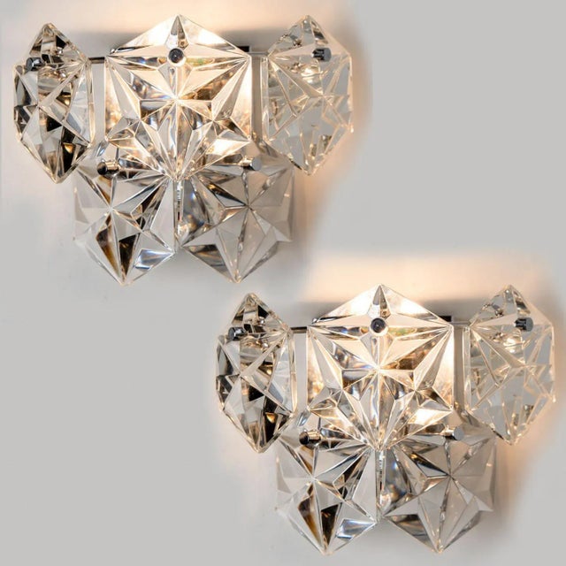 Faceted Crystal and Silver Chrome Sconce attributed to Kinkeldey, Germany, 1970s For Sale - Image 11 of 14