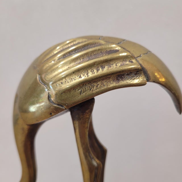 Metal Art Deco Flamingo in Gilded Bronze, Spain, 1940, Set of 2 For Sale - Image 7 of 12