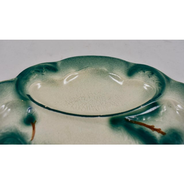 Digoin & Sarreguemines 19th C. Digoin French Barbotine Divided Artichoke Plate For Sale - Image 4 of 12