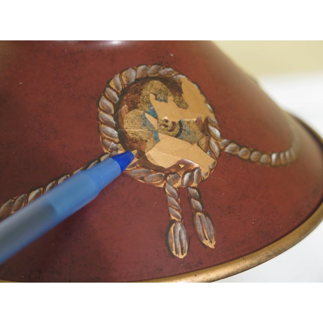 Regency Style Red Toleware Decorative Desk or Table Lamp For Sale - Image 9 of 13