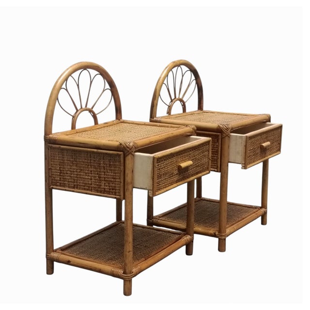 1960s Nighstands in Rattan and Bamboo from Dal Vera, 1960s, Set of 2 For Sale - Image 5 of 6