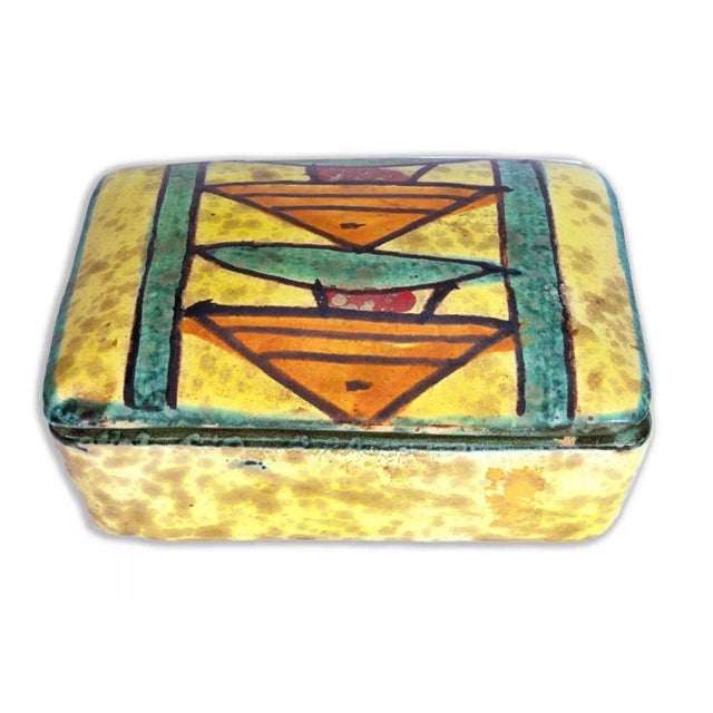 Ceramic Bitossi Ceramic Trinket Box and Vase with Abstract Fish Pattern Made in Italy - Set of 2 For Sale - Image 7 of 12