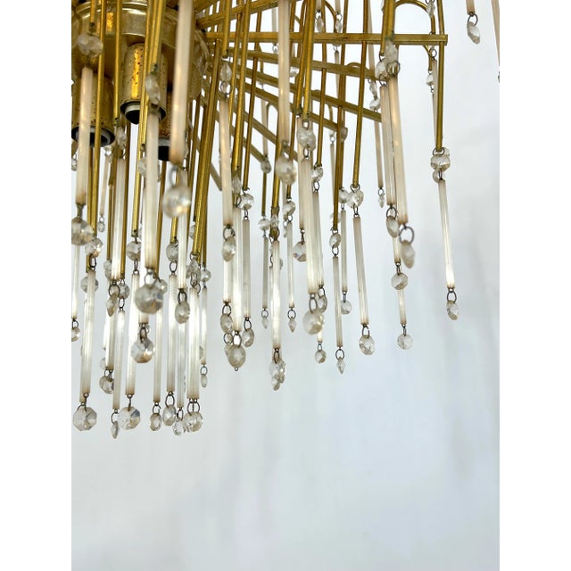 1970s Mid-Century Italian Brass and Glass Chandelier, 1970s For Sale - Image 5 of 11