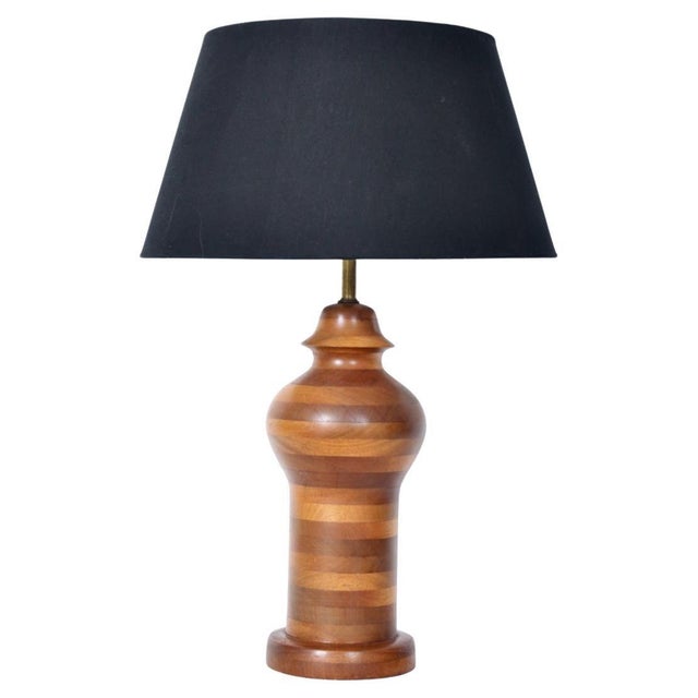 Tall American Craftsman Stacked Mixed Hardwood Ginger Jar Table Lamp. Featuring a large and solid Ginger Jar form, turned...