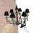 Italian Black Brass 6-Light Murano Crystal Chandelier With Metal Shades For Sale - Image 4 of 8