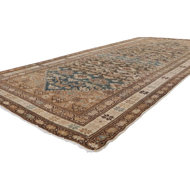 60970 distressed antique Persian Malayer Hallway rug, 04'11 x 10'06. With its lovingly time-worn composition and rugged...