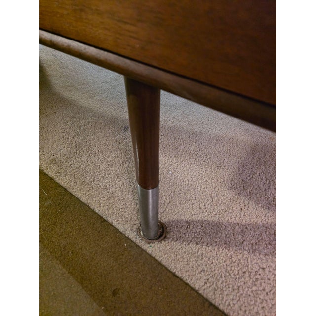 Mid 20th Century Alma Skulptura Mid Century Walnut Executive Desk, 78” Danish Modern, Cane Panel For Sale - Image 11 of 11
