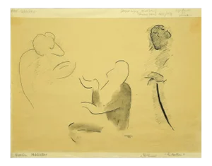 Flor David, Le Manteau, 1952, Original Black China Ink and Pencil Drawing