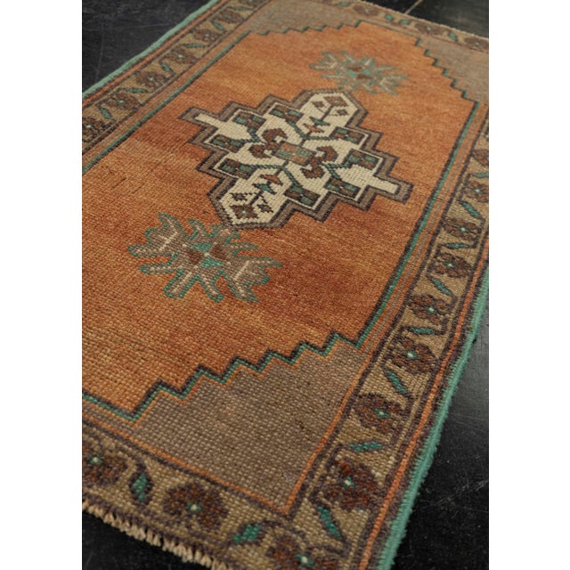 Textile Turkish Mini Rug Oriental Hand Knotted Vintage Rug 1'9" x 3' #21167 For Sale - Image 7 of 8