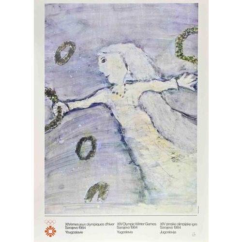 Vintage poster realized in 1984 in occasion of the XIV Olympic Winter Games in Sarajevo. Edition of 1000. Created by the...