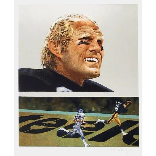 Terry Bradshaw Merv Corning Year: Circa 1980 Size: 26 in. x 23 in. Lithograph, signed and numbered in pencil 950