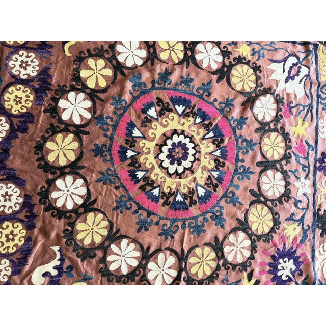 1960s Large Brown Suzani - Bukhara Embroidery For Sale - Image 5 of 9