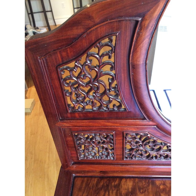 Mid 20th Century 20th Century Chinese Burl Wood and Blackwood Dressing Table with Stool - 2 Pieces For Sale - Image 5 of 12