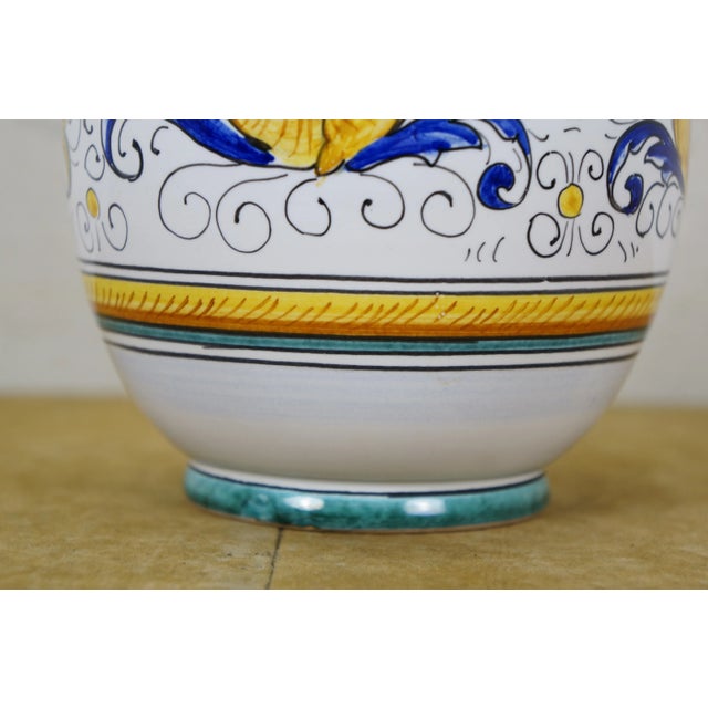 Yellow Italian Deruta Raffaellesco Custom Made Porcelain Serpent Dragon Vase 8" For Sale - Image 8 of 12