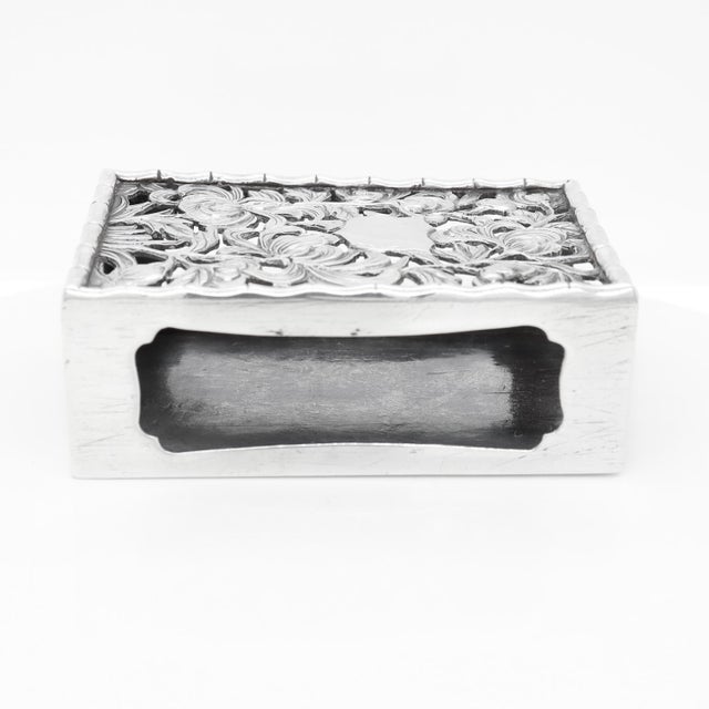Antique Hung Chong Chinese Export Silver Matchbox Cover With Chrysanthemums For Sale - Image 10 of 15