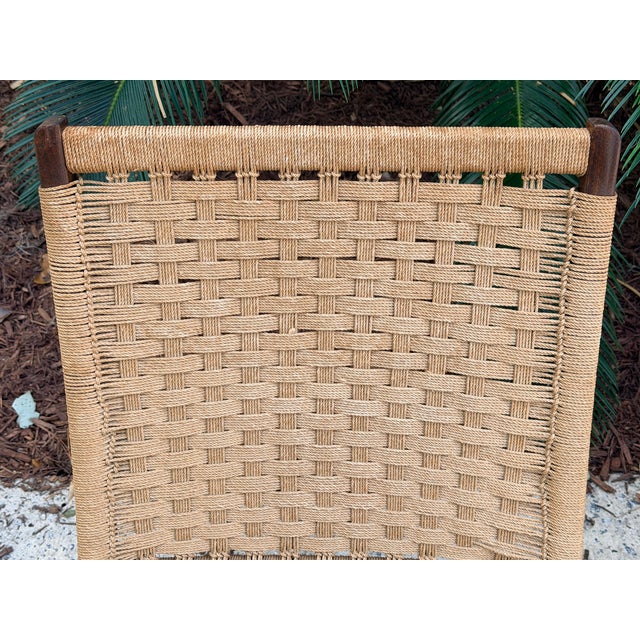 Hans Wegner Style Folding Rope Chairs Mid Century Modern Lounge Chairs Pair For Sale - Image 12 of 14