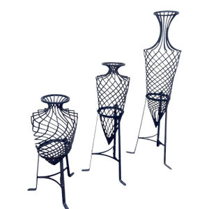 1980s Hand-Forged Wrought Iron Torpedo Urns- Set of 3