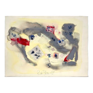 Figures at Work or Play Abstraction Watercolor and Acrylic on Paper by Ricardo De Silva For Sale