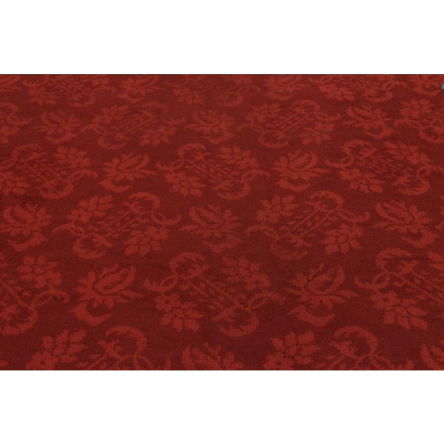 1920s Antique Dutch Art Deco Rug, Rich Red With Floral Damask - Rug & Kilim For Sale - Image 5 of 10