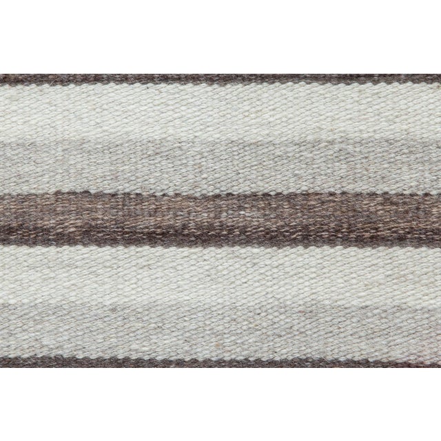 Modern striped grey flat-weave wool rug by Doris Leslie Blau. Size: 3'2" × 5'6" (96 × 167 cm). Within this exceptional...