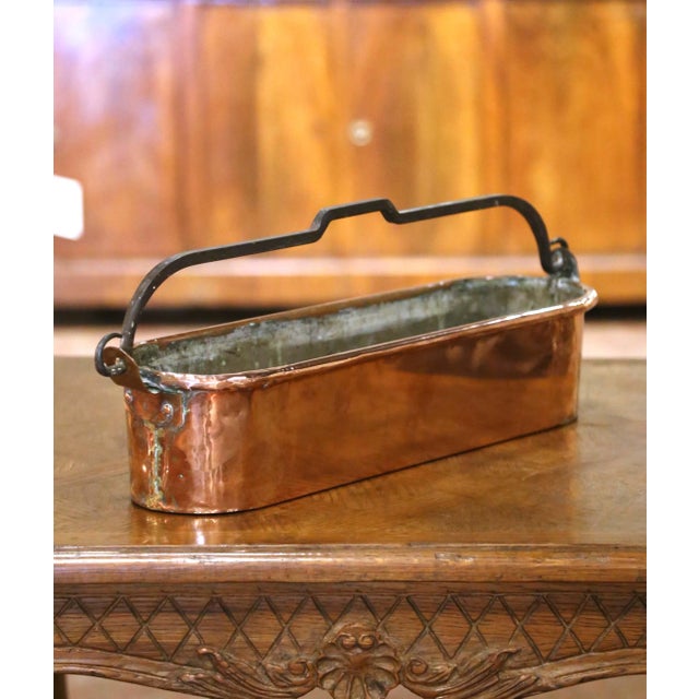 19th Century French Polished Copper Poissonnière With Wrought Iron Handle For Sale In Dallas - Image 6 of 9