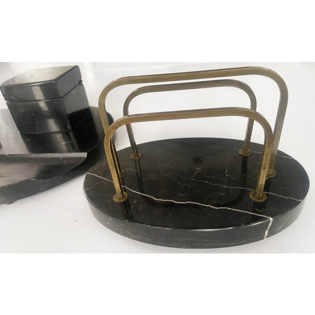 Black Art Déco Office Desk Set in Black Marble, 1930s, Set of 7 For Sale - Image 8 of 18