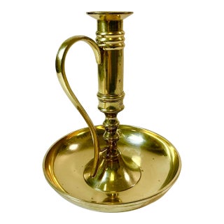 Mid-Century Americana Federal Arts & Crafts Bedside Style Brass Candle Holder For Sale