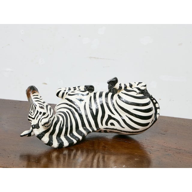 Ceramic Signed 1981 Ceramic Zebra Sculpture by the Townsends, Usa For Sale - Image 7 of 9