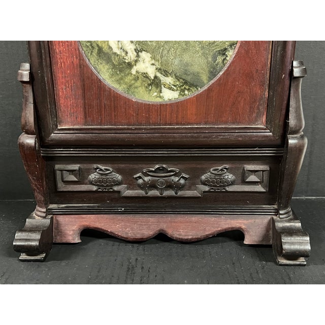 Brown Late 20th Century Chinese Art Hardwood and Marble Dream Stone Table Screen For Sale - Image 8 of 11