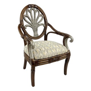 Vintage Palm Beach Regency Dorothy Draper Style Faux Bamboo Accent Chair For Sale