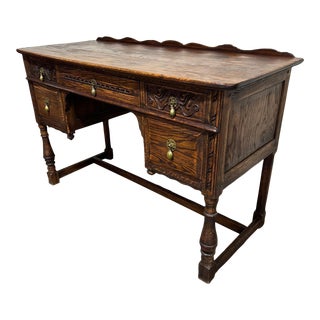 Mid Century Jamestown Lounge Feudal Oak Desk Console Bar For Sale