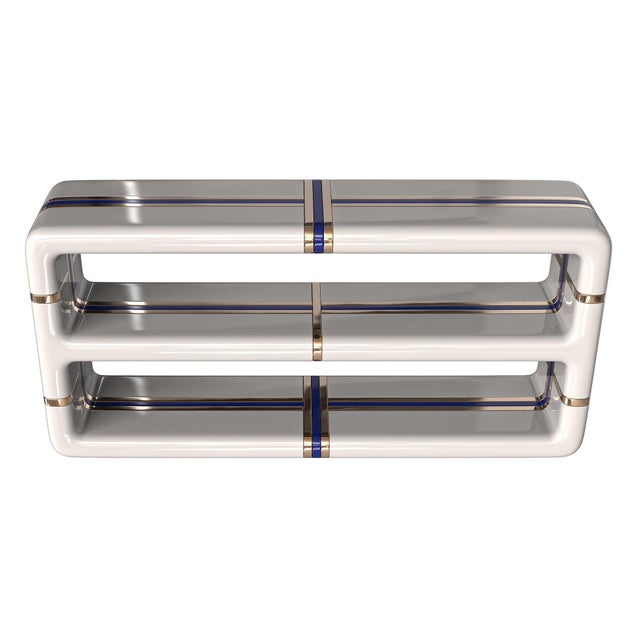 "Armonia" Console With Stainless Steel and Bronze Details, Handmade For Sale - Image 4 of 7