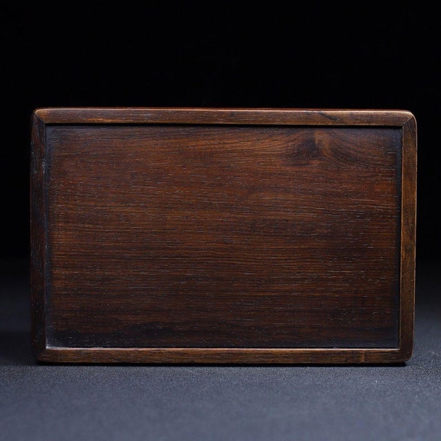 Wood Huali Rosewood Box Inlaid With Hardstone Bird Motif For Sale - Image 7 of 11