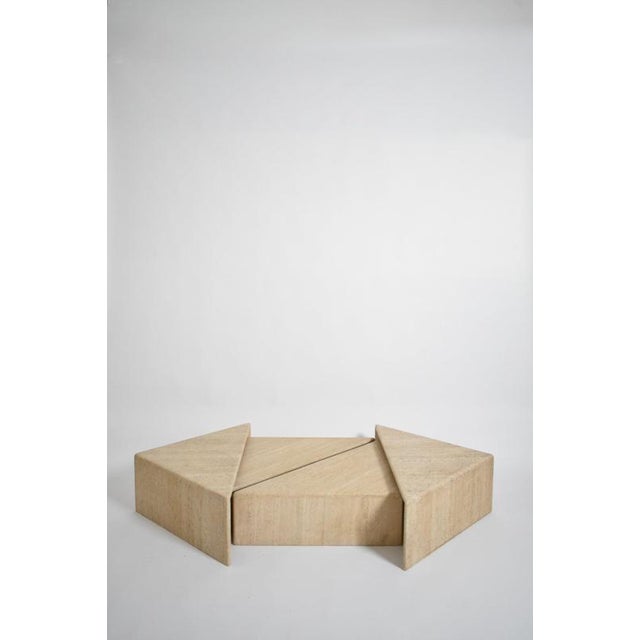Vintage Modular Coffee Table in Travertine, 1970s For Sale - Image 6 of 6