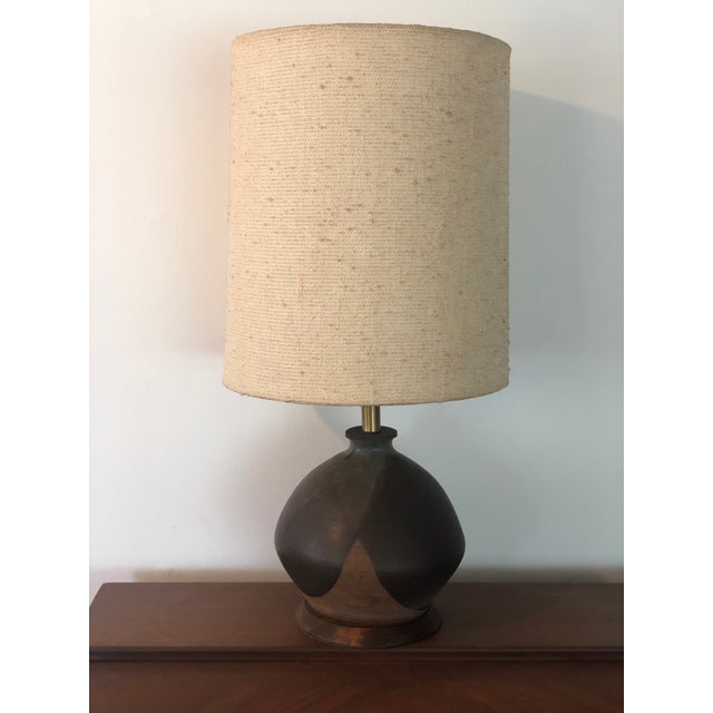 Vintage Mid-Century Large Flame Glaze Studio Pottery Lamp For Sale - Image 11 of 11