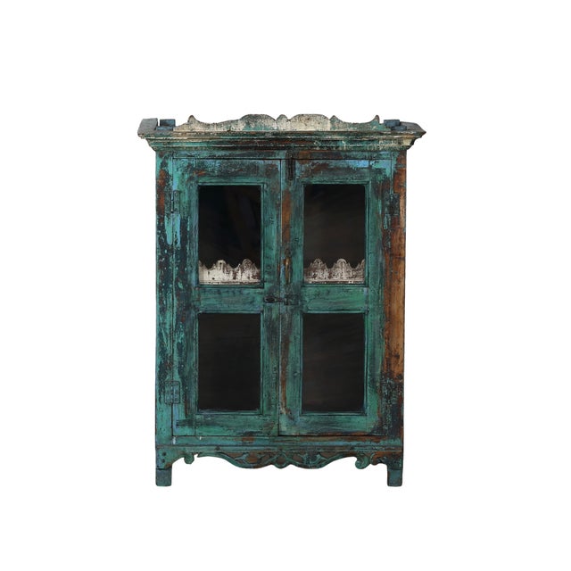 Antique Indian Small Painted Cabinet For Sale In Santa Fe - Image 6 of 8