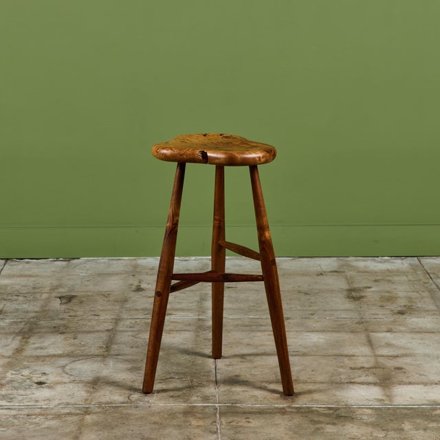 Wood Michael Elkan Studio Craft Live Edge Stool For Sale - Image 7 of 12