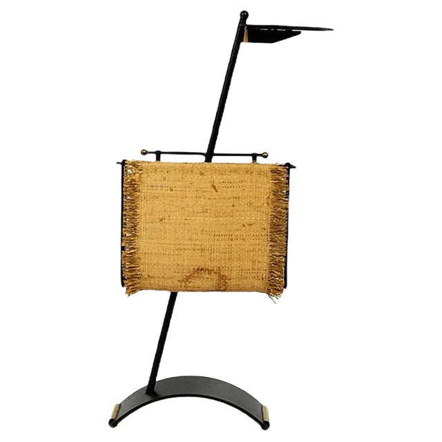 Mid-Century Modern Magazine Rack with Heavy Metal Shelf For Sale