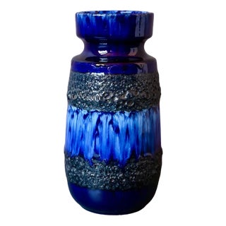 Fat Lava Style Blue Vase from Scheurich, 1960s For Sale