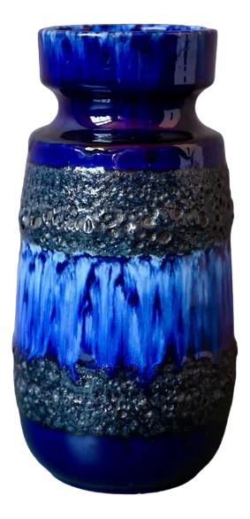 Fat Lava Style Blue Vase from Scheurich, 1960s