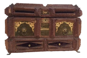 Large Tramp Art Two Drawer & Lift Top Box