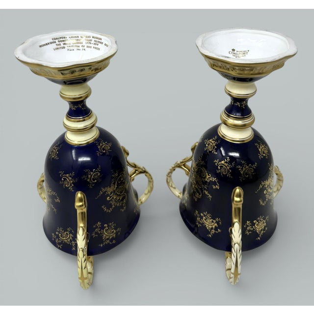 Antique Pair English Coalport Three Handle Loving Trophy Cups Porcelain Urns For Sale - Image 15 of 18