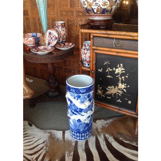 19th Century Chinese Blue and White Umbrella Stand Chairish