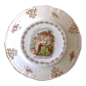 Antique German Floral & Cupid Plate